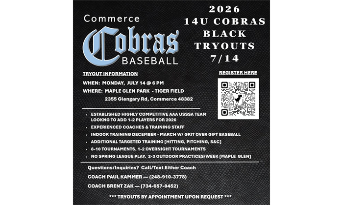 2026 COBRAS BLACK TRYOUTS (13u  & 14u)