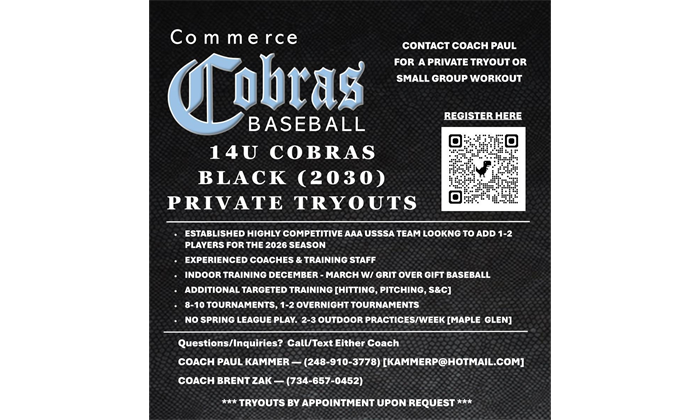2026 COBRAS BLACK TRYOUTS (13u  & 14u)