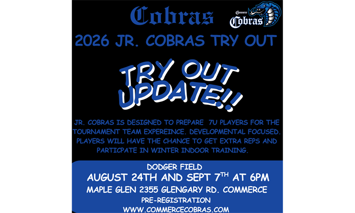 2026 JR COBRAS TRYOUTS - 8/24 & 9/7